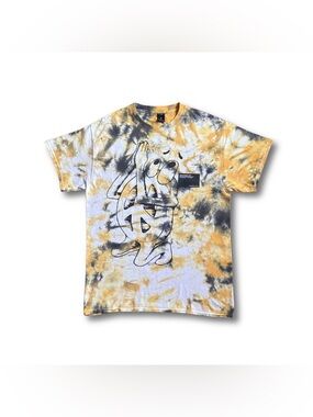RARE Y2K 10 Deep Yellow Tie Dye Peace Sign Praying Men’s T-Shirt Size M Hippie
